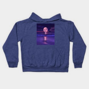 Moon At Night Winter Beach Sunset Ocean Beach Sunset Kids Hoodie